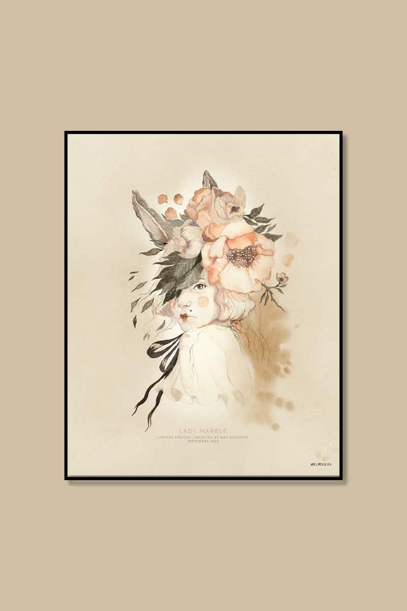 Art_poster_print_watercolor_woman_flowers_Mrs_Mighetto